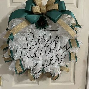 Festive Green and Gold Holiday Wreath
